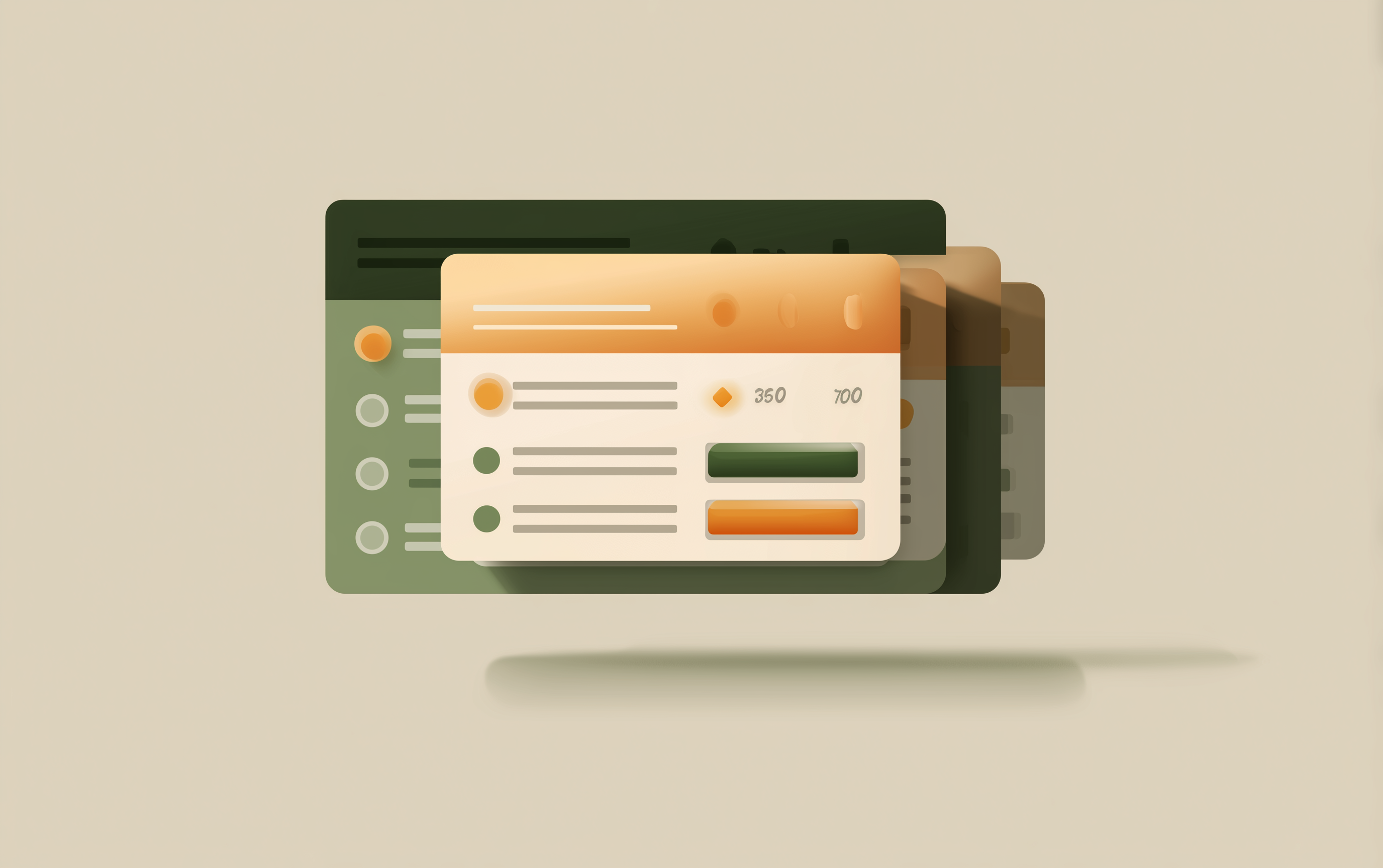Flat UI illustration of a daily profit dashboard tile with a large green profit figure and an upward-trending sparkline